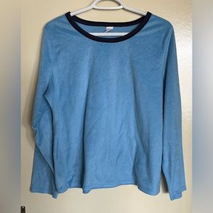 Sleep Chic set. L.blue top, navy polka dots pants. Gently worn. Women Size L.